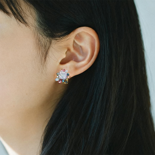 カラフルスクエアビジューピアス