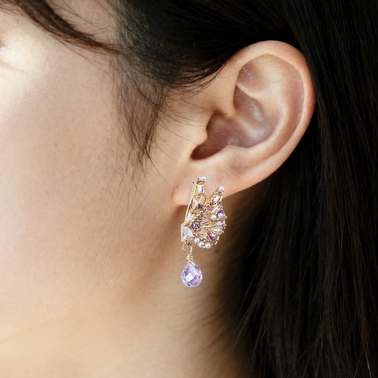 ラベンダードロップ・バタフライピアス