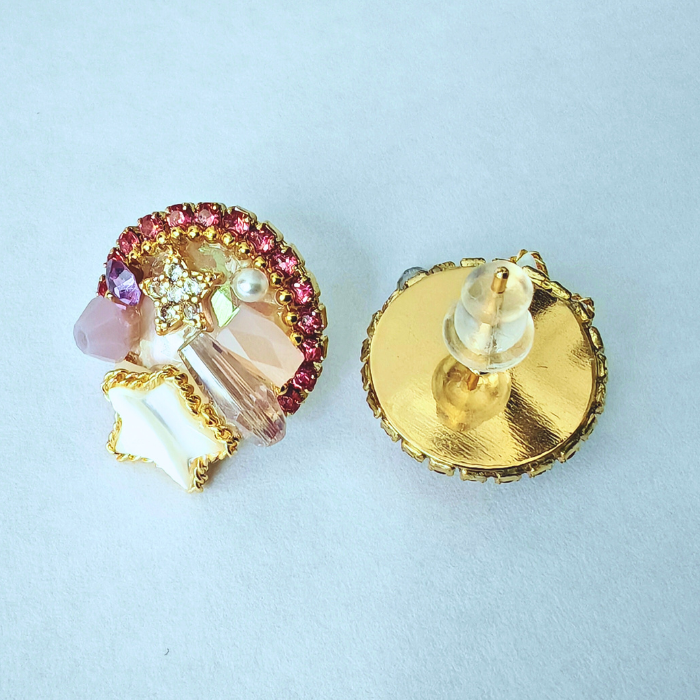 スターシャイン・シェルビジューピアス ピンク