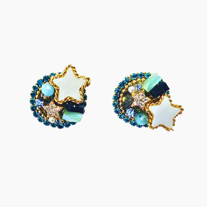 スターシャイン・シェルビジューピアス　グリーン