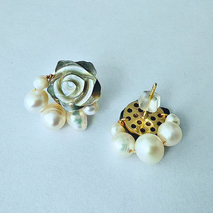 シェルローズ＆パールピアス