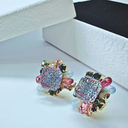 カラフルスクエアビジューピアス 3
