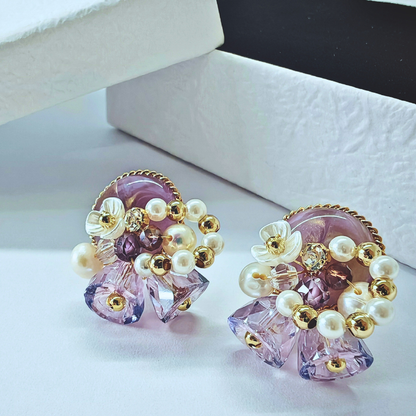 ラベンダーグロウ・フラワービジューピアス