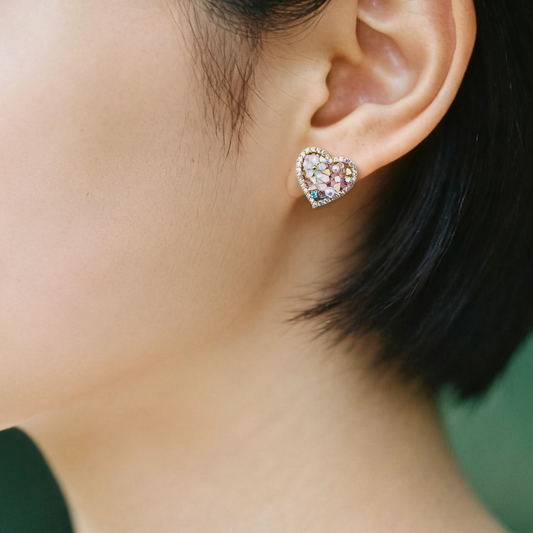 フラワーパールハートピアス
