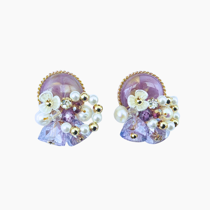 ラベンダーグロウ・フラワービジューピアス