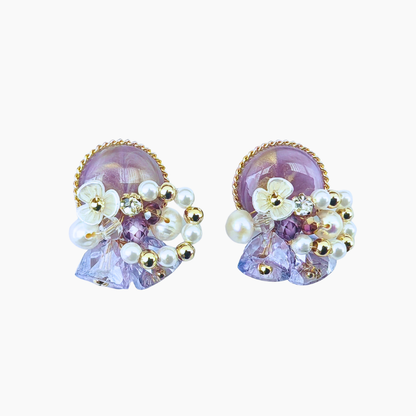 ラベンダーグロウ・フラワービジューピアス