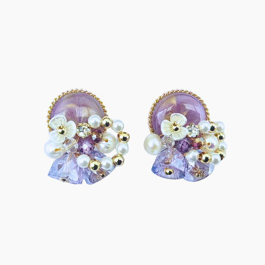 ラベンダーグロウ・フラワービジューピアス