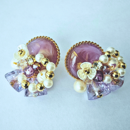 ラベンダーグロウ・フラワービジューピアス