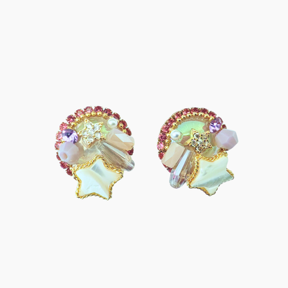 スターシャイン・シェルビジューピアス ピンク