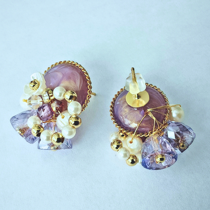 ラベンダーグロウ・フラワービジューピアス