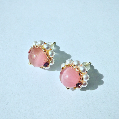 ピンクパールクラウンピアス