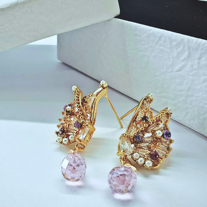 ラベンダードロップ・バタフライピアス