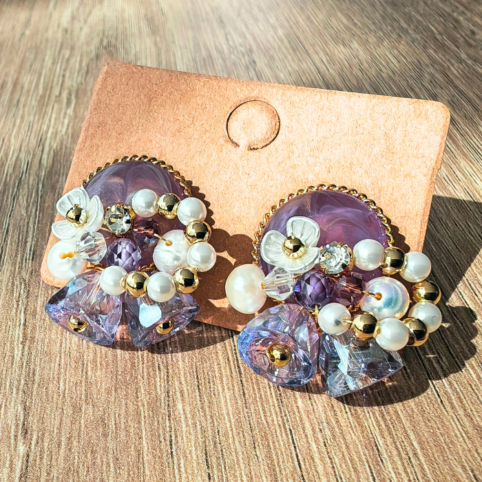 ラベンダーグロウ・フラワービジューピアス