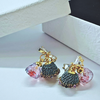 リボンベルチャームピアス