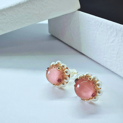 ピンクパールクラウンピアス