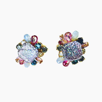 カラフルスクエアビジューピアス